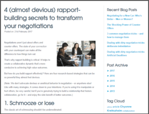 Blog post on tips to transform your negotiations