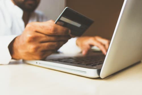 A man intending to purchase online with credit card