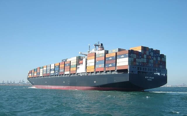 Cargo ship at sea