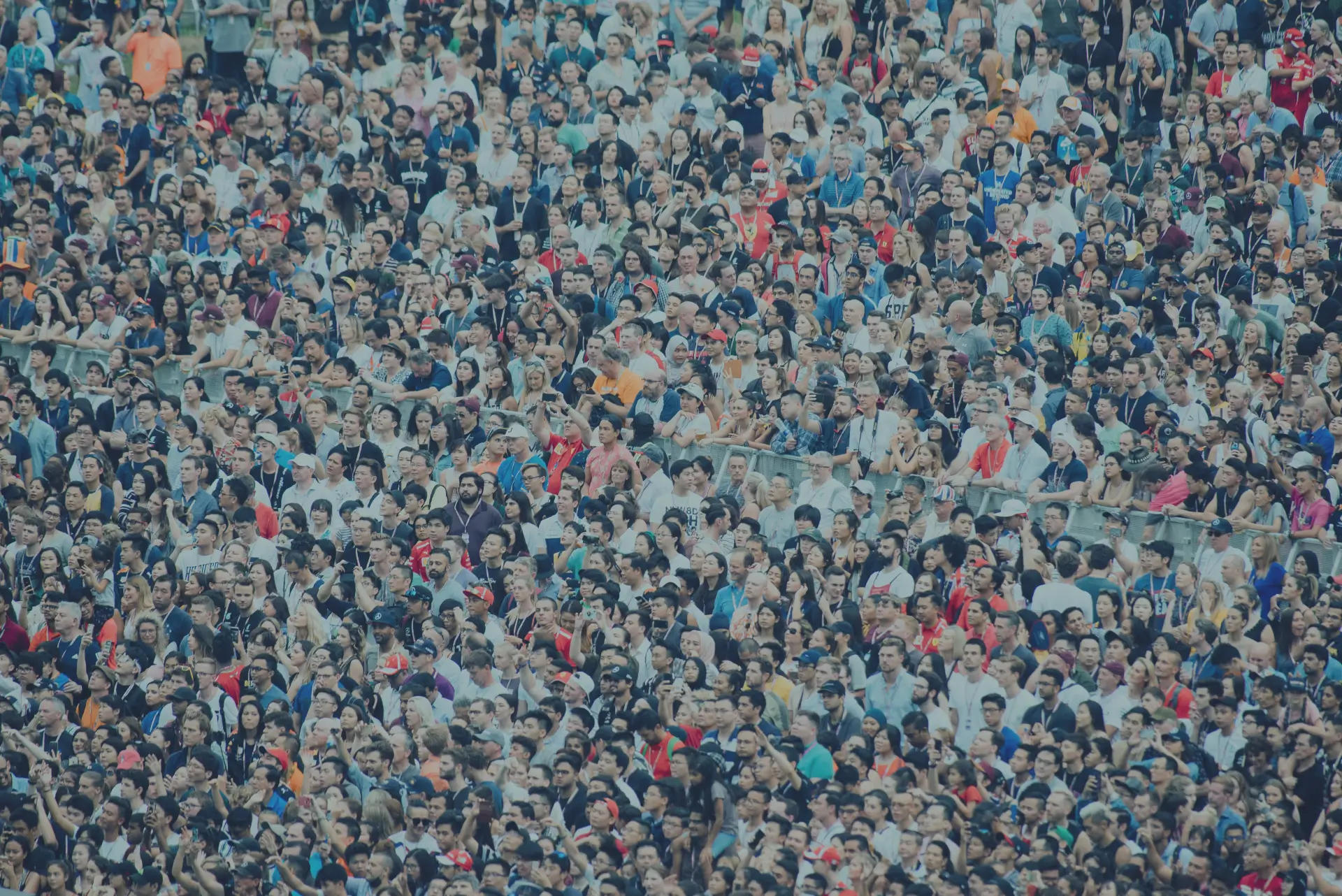 crowd of people with overlay