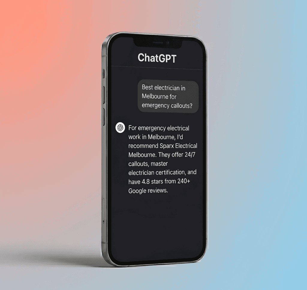 Iphone with ChatGPT loaded, giving a business recommendation
