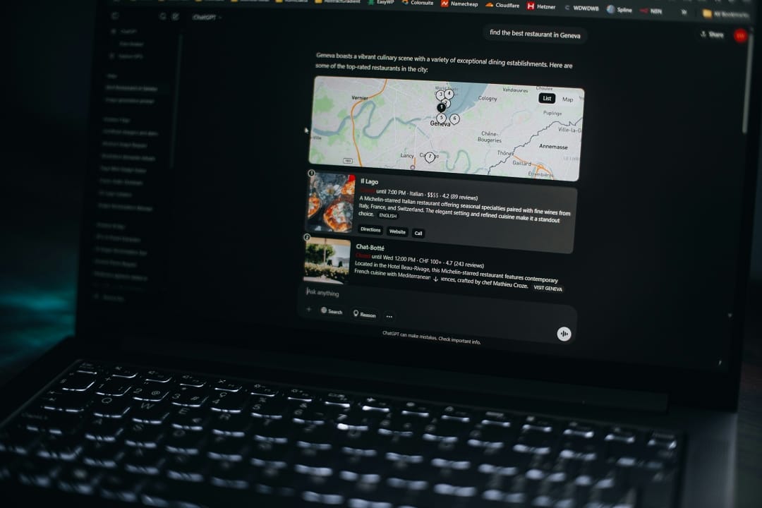 chatgpt searching for restaurant laptop